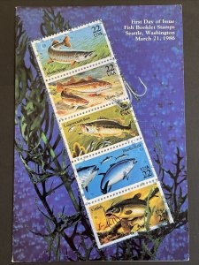 1986 Fish Booklet Stamps First Day Ceremony Program Sc# 2209a