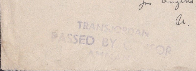 SALT Jordan 1940 - Transjordan Passed by Censor Amman - JOHN M. WATTS Jerusalem