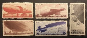 TangStamps: Russia Sc #C53-C57, Zv.380-4 Soviet airships set, MLH