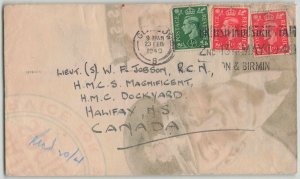 Canada 1940 Glasgow Scotland Illustrated Naval Cover to HMCS Magnificent Halifax