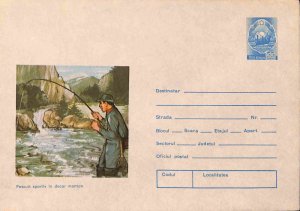 Romania PSE prepaid envelope 1975 fishing fish