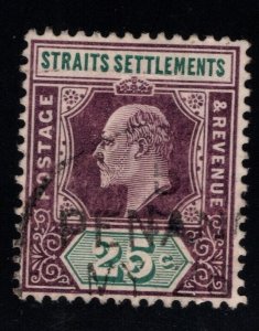 Straits Settlements Scott 117 Used  25 cent KEVII Penang Cancel