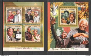 2016 Guinea-Bissau Famous People Nelson Mandela Kb+Bl ** Stamps St907