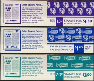 Republic of PALAU #13a #13b #14b Marine Life Booklets Postage Stamps Mint NH OG