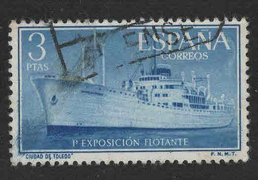 SPAIN Scott 848 Used Ciudad de Toledo ship stamp 1956