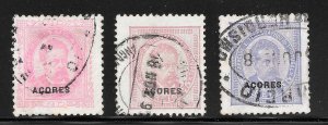 Azores Scott 61-63 UH - 1887 Black Overprint Type d, Perf 11.5-SCV $23.50