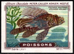 Vintage Swiss Poster Stamp Peter, Cailler, Kohler, Nestlé Fish Red Lionfish