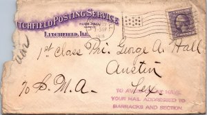 1918 Litchfield Posting Service - Flag Cancel - Litchfield, ILL - J1709