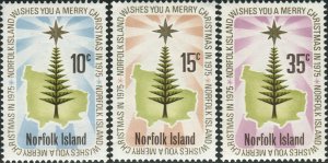 Norfolk Island 1975 SG165-167 Christmas star and pine set MLH