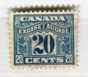 CANADA; Early 1900s GV Revenue Excise Accise Stamp fine used 20c. value