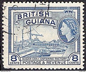 BRITISH GUIANA 1954 QEII 8c Ultramarine SG337 Used