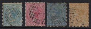 Mauritius 1863 Sc 32,35,39,40 FU