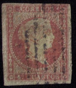 SPAIN Scott #37  Used Bluish Paper Imperf F-VF