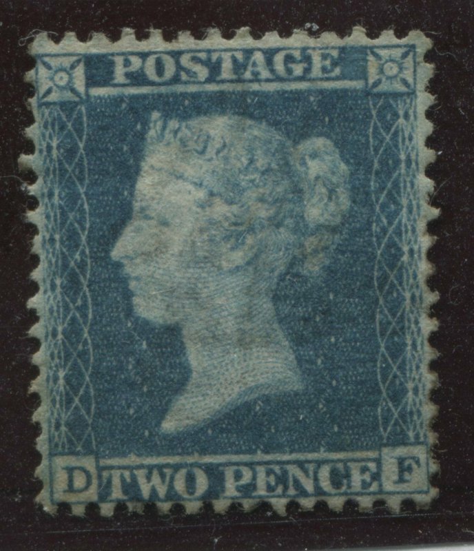 GB 1855 2d Blue Star DF, SG34 unused and regummed perfectly centred and VF