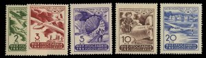 Yugoslavia #295-299 Cat$37.50, 1950 3rd Aviation Meet, complete set, never hi...