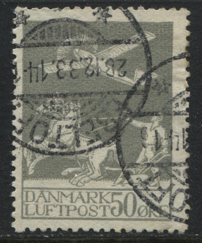 Denmark 1929 50 ore gray Airmail used (JD)  