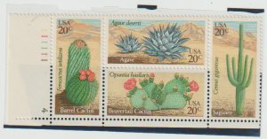 US Scott #1942-1945 Desert Cactus 1981 Plate Block Of 4 20c Postage Stamps, MNH