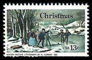 PCBstamps   US #1703 13c Christmas-Winter Pastime, MNH, (28)