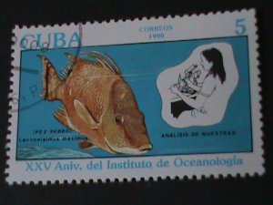 CUBA-1990 SC#3225 -ST-1193-25TH ANNIV: OCEANOGRAPHY INSTITUE-VF-CTO-HARD TO FIND