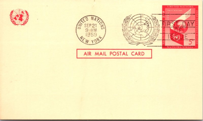 United Nations, New York, Government Postal Card, Worldwide First Day Cover