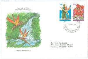 Grenada Grenadines 313-14 1979 Flowers of Grenada, plants, flora, addressed, Postal Commerative Society FDC