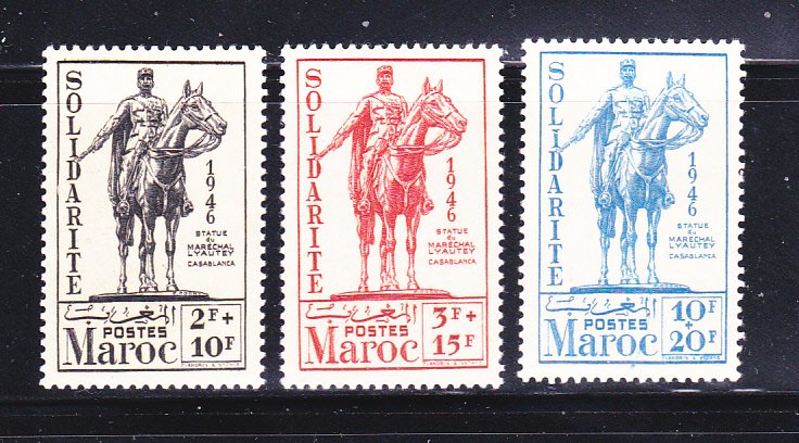 French Morocco B29-B31 Set MH Statue Of Marshal Lyautey