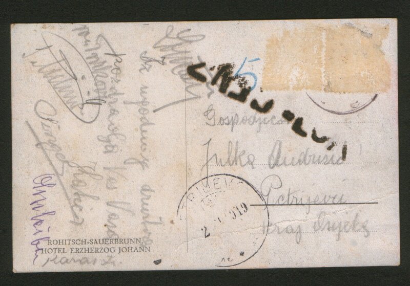 SLOVENIA-YUGOSLAVIA-SHS-CENSORSHIPED POSTCARD (NO STAMPS)-ROGOSKA SLSTINA-1919. 