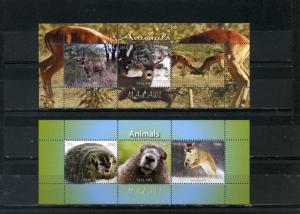 MALAWI 2011-2012 FAUNA WILD ANIMALS 2 SHEETS OF 3 STAMPS MNH 