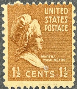 USA SC#805, 1938, 1 1/2c bister brown, Martha Washington, Unused, VG, NG