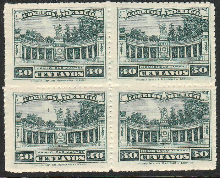 MEXICO 657, 30cents, JUAREZ MONUMENT, BLOCK OF FOUR, MINT, NH. F-VF. (16)