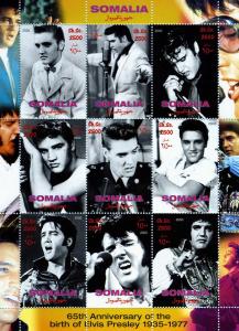 Somalia 2000 ELVIS PRESLEY Sheet (9) Perforated Mint (NH)