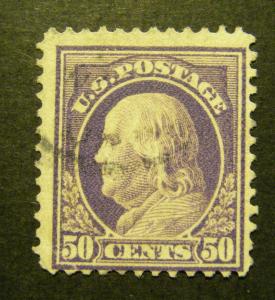 Scott 421, 50c Franklin Single , USED, Nice light cancel