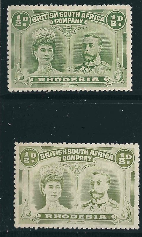 Rhodesia 101-101a SG 115, 120 MH VF 1910 SCV $60.00