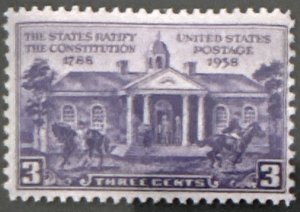 Scott #835 1938 3¢ Constitution Ratification MNH OG