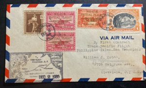 1935 Manila Philippines First Flight Cover FFC to Cleveland OH USA Trans Pacific