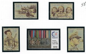 Norfolk Is 587-91 MNH 1995 End of WWII Anniversary (ak3416)