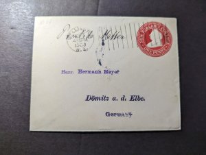 1908 New Zealand Cover Wellington NZ to Domitz Elbe Germany