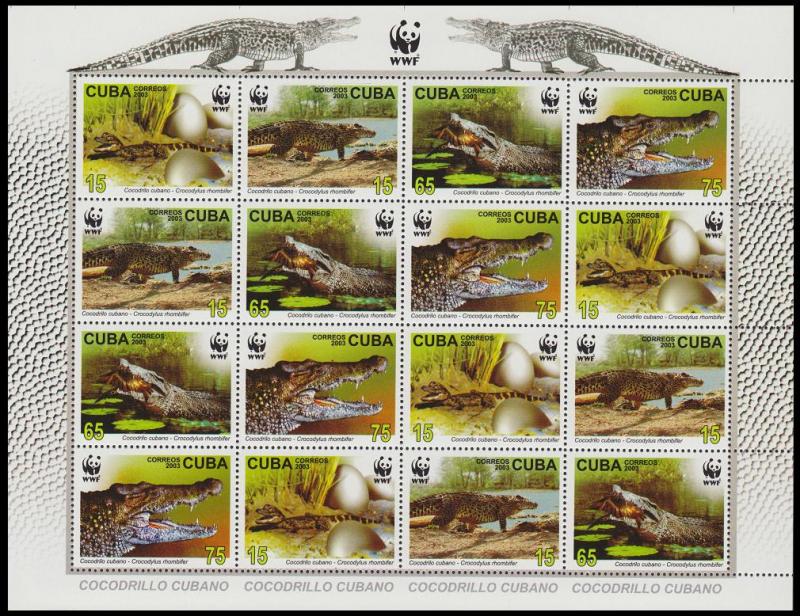 WWF Crocodile Sheetlet of 4 sets SG#4692-4695 MI#4553-4556 SC#4342-4345