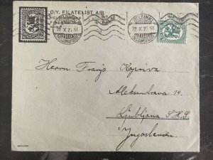 1927 Helsinki Finland Cover Philatelist To Yugoslavia