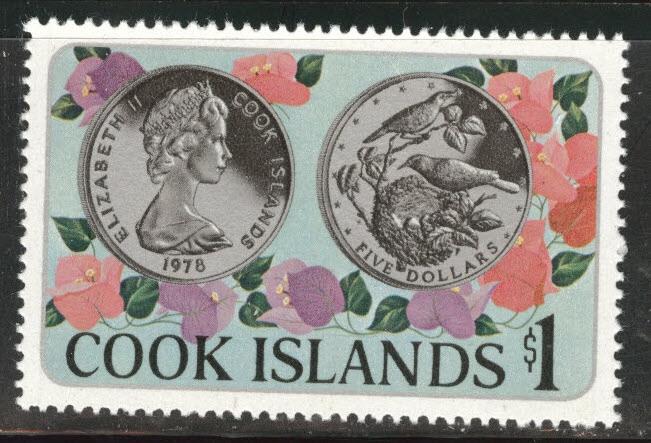 Cook Islands Scott 502 MNH** 1978 coin on stamp