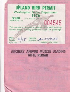 1976, WA State: Hunting License W/Federal Duck Stamp(RW43),See Remark (43309)