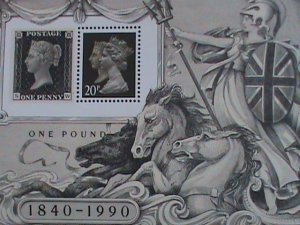 GREAT BRITAIN -BLACK PENNY ON STAMP ON STAMP S/S -MNH - WE SHIP TO WORLD WIDE