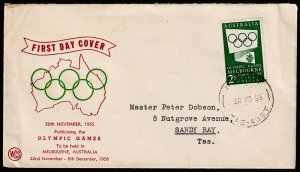 Australia Scott 286 First Day Cover - Melbourne Olympics (1956) VF M