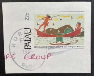 Palau #29 Used Cutout - Spear Fishing from Red Canoe [W1.5.4]