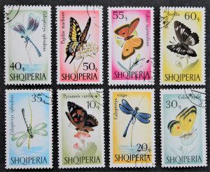 Albania Sc #922-929 Used Complete Set (8) 1966 Butterflies CTO