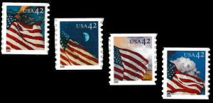 US 4240-4243 Old Glory 24/7 42c coil set 4 AVR MNH 2008