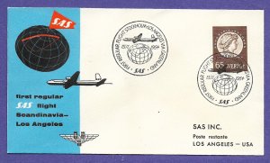 SAS  STOCKHOLM / LOS ANGELES, 1954 FIRST FLIGHT AIRMAIL COVER