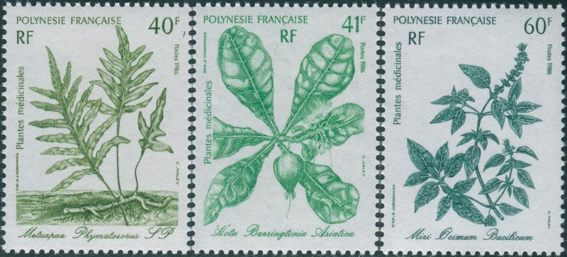 French Polynesia 1986 SG492-494 Medicinal Plants MNH