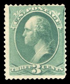 United States, 1870-1888 #207 Cat$80, 1881 3c green, hinged