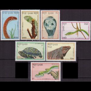 CAMBODIA 1988 - Scott# 905-11 Reptiles Set of 7 NH